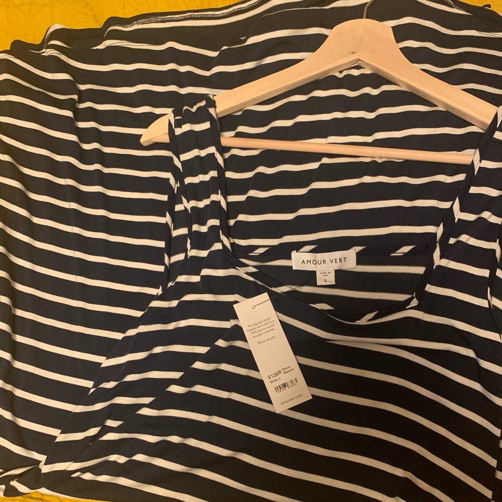 Amour Vert NWT striped tiewaist dress sz L